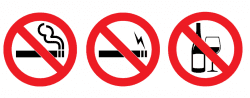 No smoking, vaping, glass