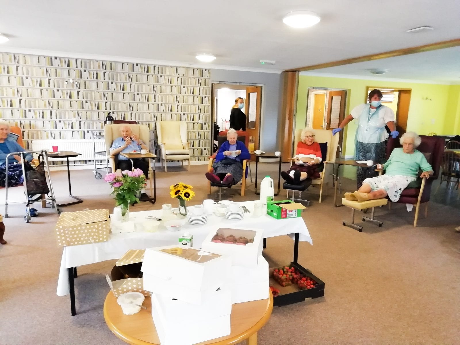 Residents enjoying the cream and tea party