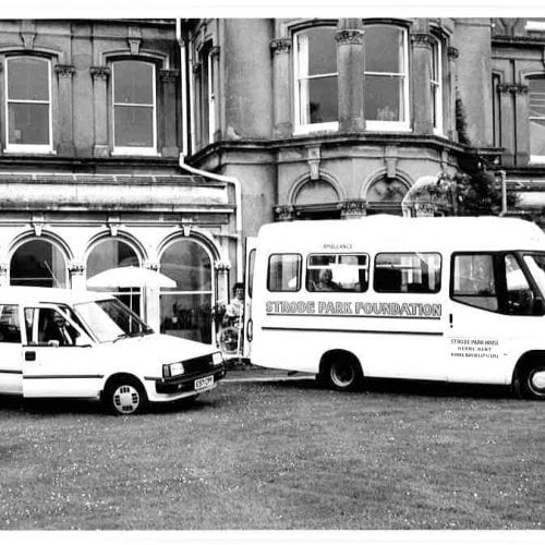Outdide the front of Strode Park House