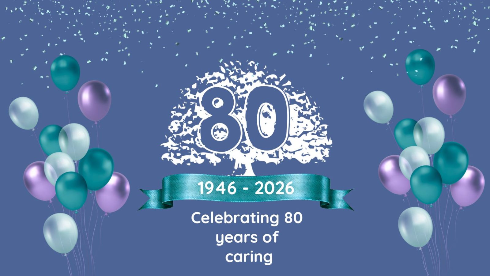 80th anniversary logo with balloons and sprinkles