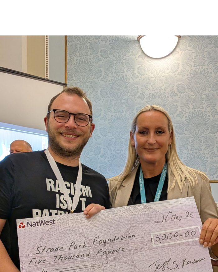 Mayor of Faversham presenting giant cheque to Claire Dante